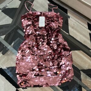 Women's Sleeveless Paillette Mini Party Shift Dress